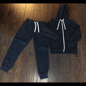 H&M NAVY BLUE JOGGING SET M,L